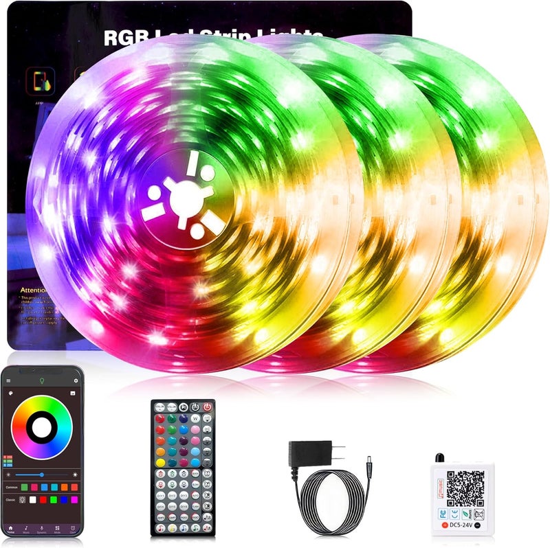 NBBUFF Led Lights for Bedroom Smart App Controlled 300FT(3 Rolls) RGB Strip Lights for Bedroom, Sync with Music, Ideal for Home Party and Room Decoration - Image 1